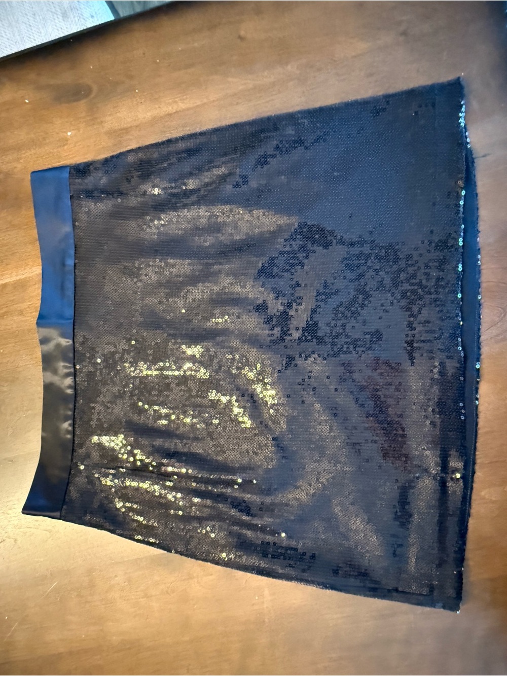 ELFE Black Sequin Mini Skirt with Satin Waistband